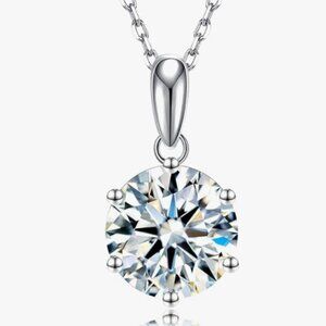 Moissanite Pendant Necklace, 18k White gold over SS 1ct wt GRA certified​